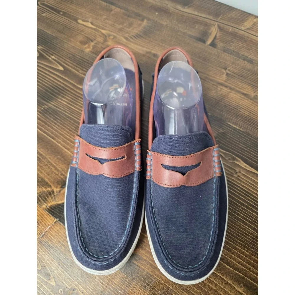 Cole Haan Nantucket‎ 2.0 Men's Shoes Size 10 M Navy Brown Canvas Slip On Loafers